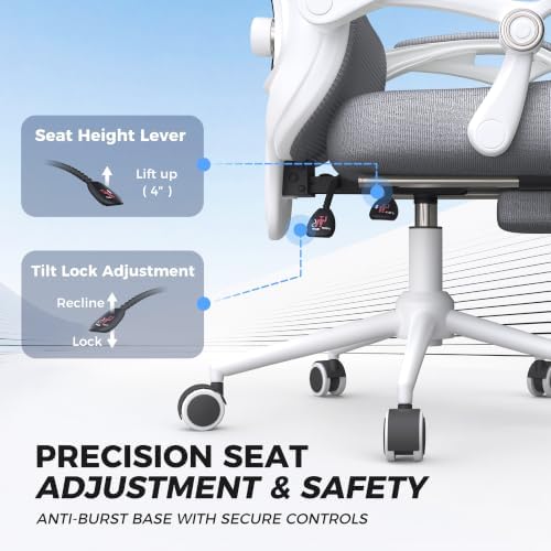 CYKOV Ergonomic Office Chair with Footrest, Reclining Mesh Back, 350 Lbs - Image 6