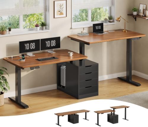 SEDETA Standing Two Person Desk with 4 Drawers, 2 Power Outlets, CPU Stand by SEDETA