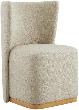 CHITA Upholstered Rolling Dining Chair with Casters Set of 4, Oatmeal - Image 5
