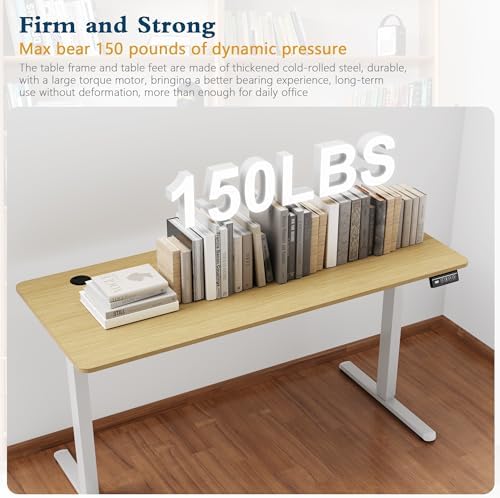 Shintenchi Standing Desk, 55x24 Inch Height Adjustable Electric Sit Stand up Desk, Ergonomic Rising Computer Table, Modern Lift Gaming Desk Workstation for Home Office, White - Image 4