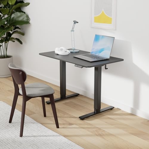 Cubiker 40 x 24 Inch Standing Desk, Stand up Height Adjustable Home Office Electric Table, Sit Stand Desk with Splice Board, Black Frame & Black Desktop - Image 2