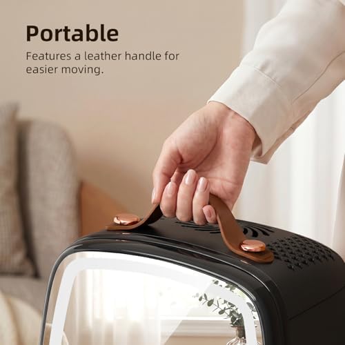 Antarctic Star 6L/8 Cans Makeup Mini Refrigerator with Dimmable LED Light Mirror for Bedroom, Car, Office & Dorm,Portable Small Cooler for Cosmetics,Skin Care,BLACK - Image 6