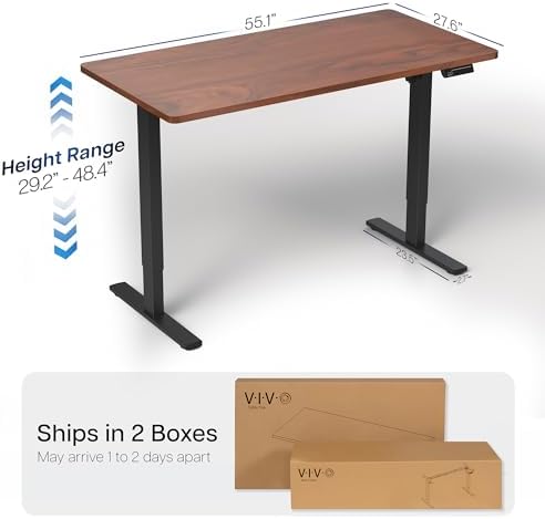 VIVO Dark Walnut 55 x 28 in Standing Desk, DESK-KIT-1B55D - Image 5
