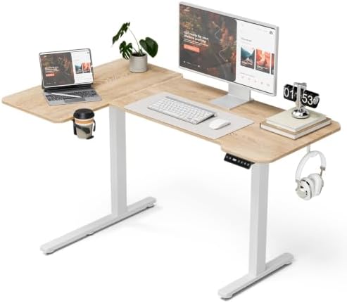 Acrolix L Shaped Electric Standing Desk,51x31.5 Reversible,Oak by Acrolix