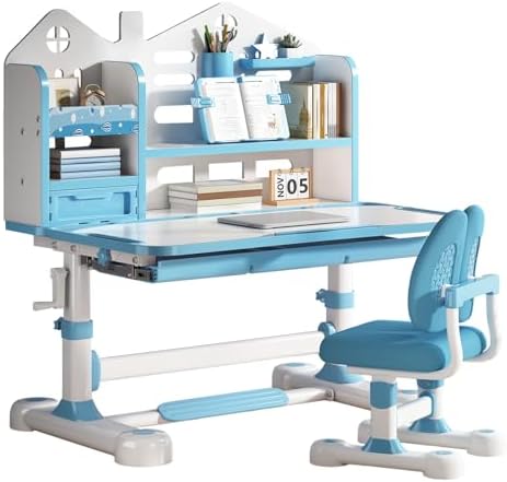 Kids Desk and Chair Set for Ages 3-12 Ergonomic Study Desk (Blue) by Unknown