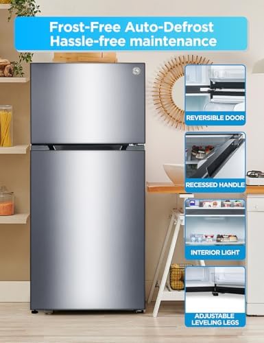 Commercial Cool 20 Cu. Ft. Top Mount Refrigerator with Freezer, 2-Door Refrigerator with Top Freezer and Adjustable Temperature Control, Ice Maker Ready, Energy Star Certified, Stainless Look - Image 5