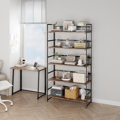 BHG Vintage Multifunctional Folding Bookshelf, No-Assembly Plant Stand Storage Rack Shelves for Home Office - Image 2