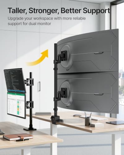 monTEK Heavy-Duty Stacked Dual Monitor Stand for 24-57" Screens - Image 3