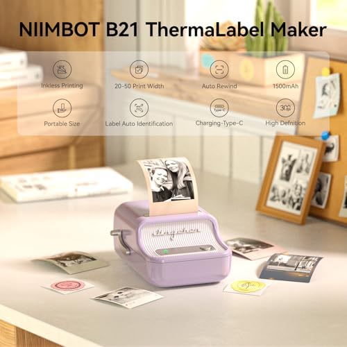 NIIMBOT B21 Pro Sticker Printer, 300DPI, Fun APP, Portable Inkless Label Printer, Bluetooth Sticker Maker for DIY Crafts, Notes, Scrapbook, Photo, Custom Labels & Gifts,Home Organization (Violet) - Image 4