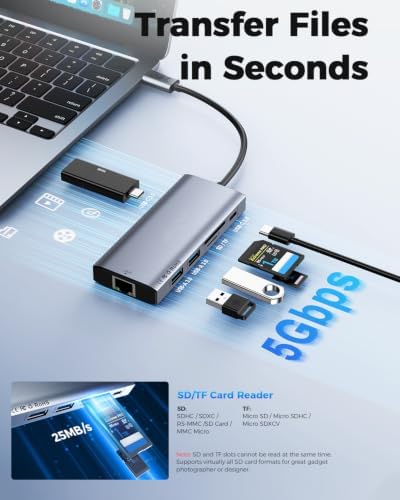 USB C Laptop Docking Station Dual HDMI Monitor 10in1 Dongle Type-C Hub Dock - Image 6