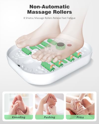 SPA4PIEDS Collapsible Heated Foot Spa Bath with Bubble, Foot Soaking Tub Featuring 8 Shiatsu Rollers, Pumice Stone and Built-in Timer for Mom, Dad and Foot Relaxation (Light Green) - Image 3