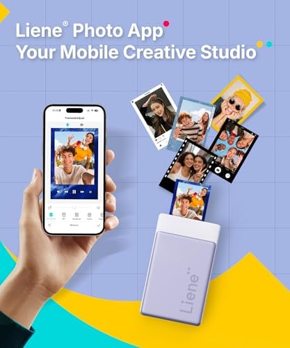 Liene Pearl N200 Pro Portable Photo Printer, Instant Mini Picture Printer for iPhone Smartphone, Thermal Dye Sublimation, Bluetooth Sticker Printer 50 Sheets 2x3 Adhesive Paper & 5 Cartridges, Purple - Image 3