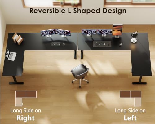OffiGo 79 Inch Reversible L Shaped Electric Standing Desk, Black - Image 4