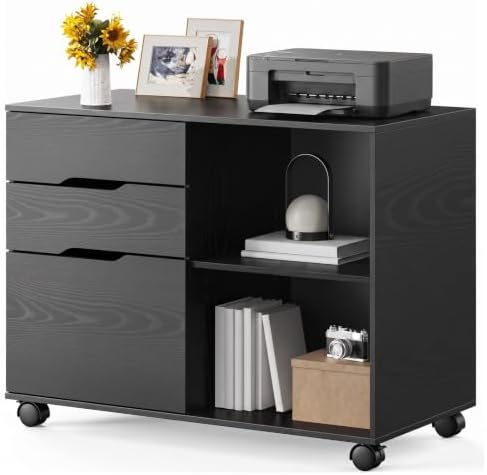OLIXIS 3 Drawer Lateral File Cabinet, Rolling Printer Stand with Storage by OLIXIS