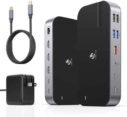 LIONWEI Laptop Docking Station,16 in 1 USB C Docking Station Triple Monitor by LIONWEI