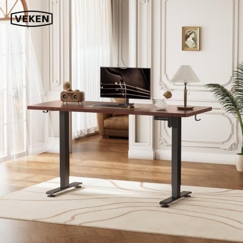 Veken 47.2 Inch Large Electric Standing Desk, Gaming Table, Walnut - Image 2