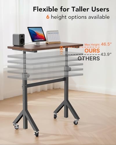 ErGear Small Standing Desk Adjustable Height, 6 Height Settings Up to 46.5″, Walking Pad Desk with Triangular Leg Design, Smooth Mobility with Lockable Wheels, Standing Desk for Walking Pad - Image 4