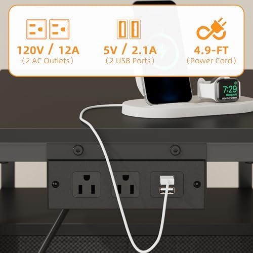 YAOHUOO Printer Stand with Power Outlet/Drawers, Printer and Shredder Stand - Image 3