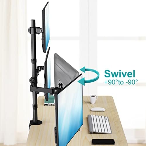 MOUNT PRO Triple Monitor Mount, Monitor Desk Mount for 3 Screens up to 32 inch, 17.6 lbs Each, Fully Adjustable Stacked Computer Stand, Table VESA Mounting, C clamp/Grommet Base - Image 6