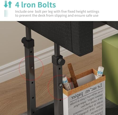 Small Portable Rolling Standing Desk - 32 Inch Adjustable Mobile Stand Up Gaming Desks with 2 Fabric Drawers on Wheels, Couch Sofa Side Laptop Table with Storage for Home Office, Black - Image 6