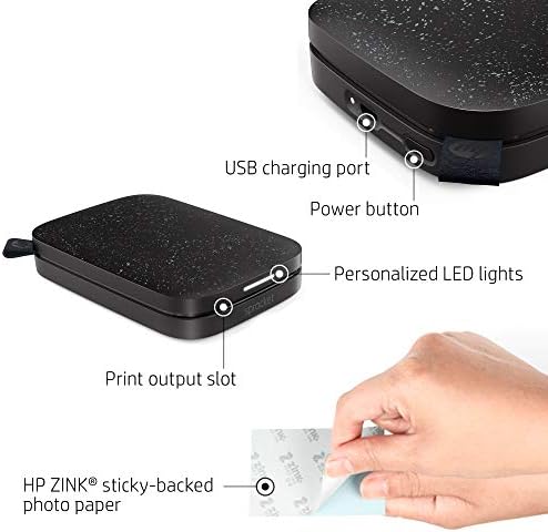 HP Sprocket Portable 2x3 Instant Photo Printer (Black Noir) Zink Paper Bundle - Image 2