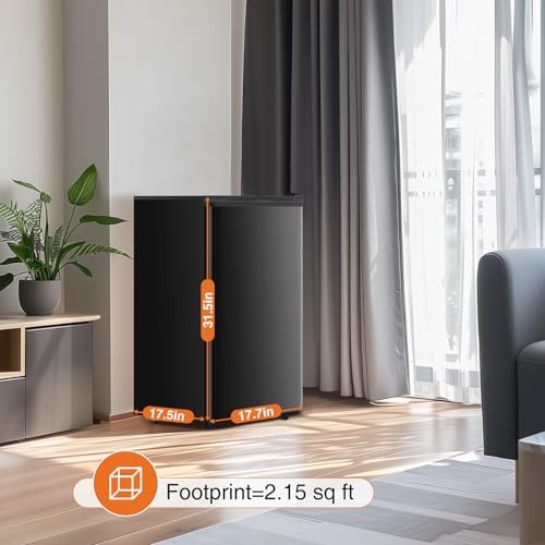 Sweetcrispy 3.2 Cu.Ft Mini Fridge with Freezer, 2 Door Small Refrigerator with Adjustable Thermostat Energy-efficient Low Noise, Compact Fridge for Bedroom, Office, Dorm, Black - Image 5