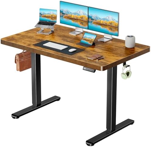 Marsail 55 x 30 Electric Standing Desk with One-Piece Desktop, Sit Stand Desk with Thickened Tabletop, Height Adjustable Stand Up Desk with Cable Management for Home Office(Frame+Desktop, 2 Packages) by Marsail
