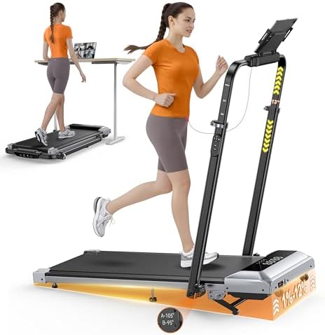 TOPUTURE Walking Pad Treadmill with 12% Incline, 6 in 1 Folding Treadmill with Adjustable Handle Bar for Home/Office, Under Desk Treadmills Portable Walking Pad with App, Remote Control & LED Display by TOPUTURE