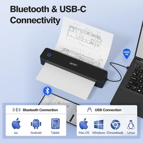 iDPRT Portable Thermal Printer Wireless for Travel, Printers for Home Use, Come with Carry Case& 10 Sheets Thermal Paper, Support 8.5x11 US Letter&A4 Thermal Paper, Compatible with Phone Laptop - Image 7