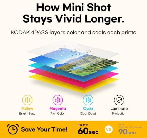 KODAK Mini Shot 2 Retro 2x3 Instant Camera, Photo Printer, 38 Sheet, White - Image 5