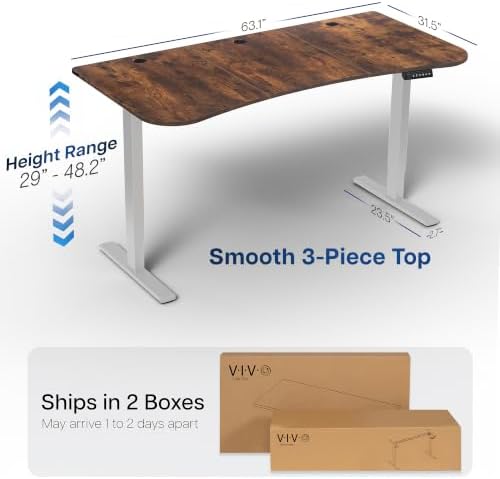VIVO Rustic Vintage Brown 63 x 32 in Standing Desk, DESK-KIT-1G1N - Image 3