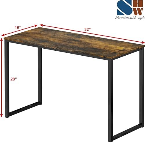 SHW Mission 32-Inch Home Office Computer Desk, Rustic Brown - Image 3