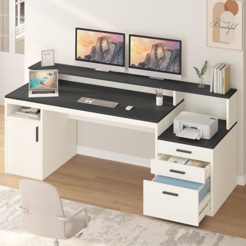 YOMILUVE 65" Computer Desk with 3 Drawers & Printer Shelf for Home Office by YomiluveDesign