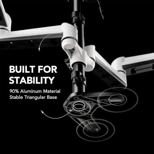 HUANUO Triple Monitor Stand - Full Motion Articulating Monitor Mount Fit Three 17 to 32 inch LCD Computer Screens with Clamp, Grommet Kit - Image 4