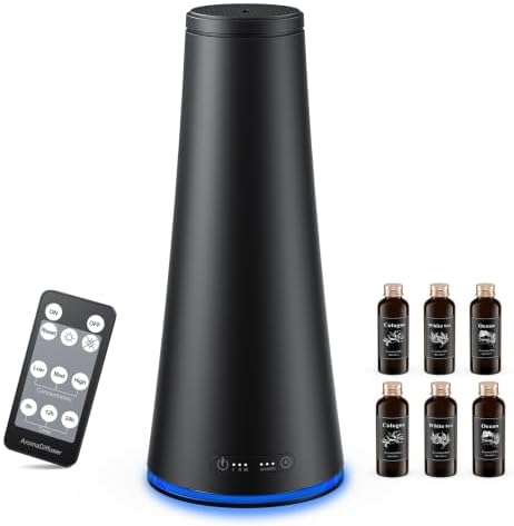 Scent Diffuser Starter Kit, Hotel Diffuser with 6 Essential Oils, Waterless Essential Oil Diffuser Large Room Up to 2000 Sq.Ft, Air Diffusers for Home and Office, Cold Air Aromatherapy Diffuser(Black) by StandSky
