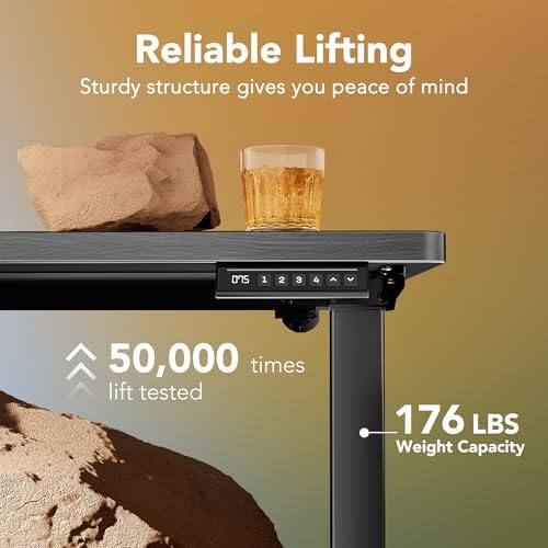 HUANUO 40x24 Inch Electric Standing Desk, Height Adjustable, Grey - Image 4