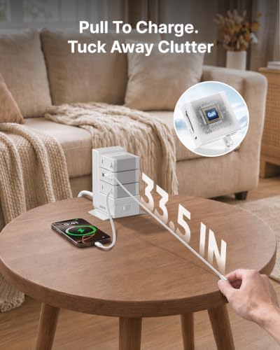 Gitryin Tower Charging Station for Nightstand, 120W Retractable Charger - Image 6