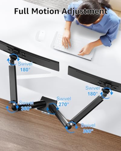 Dual Monitor Stand fits up to 32 inch, 4.4-19.8 lbs Computer Screens, Dual Monitor Desk Mount Height Adjustable, Monitor Arms for 2 Monitors, Home Office VESA Mounts, Freelift Black - Image 3