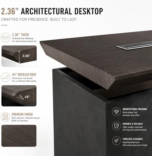 SAINTCY Professional Executive Desk with Privacy Panel & Drawers | Electric Standing Desk for Law Firms, Financial Offices & Corporate Campuses | Modern Workspace Solution (Right Return, 95 in) - Image 4