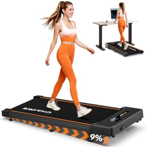 CHAOKE Walking Pad Treadmill for Home, 6.2MPH Under Desk Walking Pad with 9% Incline for Office Small Spaces, 2.75HP Quiet Running Machines, Remote Control, 330LBS Capacity, 12 HIIT Programs by CHAOKEEXERCISEBIKE