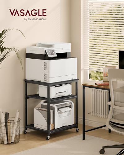 VASAGLE 3-Tier Printer Stand with Locking Wheels, Under Desk Printer Table - Image 2
