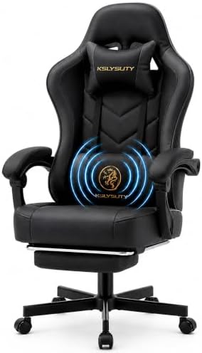 Office Desk Computer Gaming Chair for Adults, Ergonomic High Back Gamer Chair with Massage and Pocket Spring Cushion, Swivel Comfy Video Game Chairs with Footrest and Lumbar Support (Black) by Wismestr