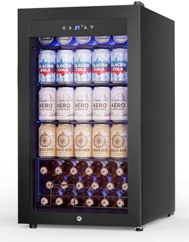 Beverage Cooler Refrigerator, 3.2 Cu. Ft. Mini Fridge with Glass Door Black by Velivi-SpecialistinFridge