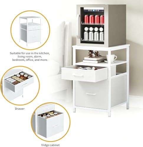 Herture Mini Fridge Stand, Small Refrigerator Stand with 3 Storage - Image 5