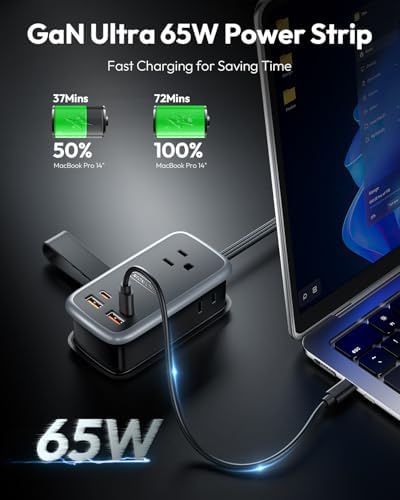 NTONPOWER GAN Ultra 65W USB Fast Charging Station, 7 in 1 Travel Power Strip with 3 Outlets 4 USB (2 C), Extension Cord 4ft, Travel Essentials, Cruise Essentials 2026,Compatible with MacBook, iPhone - Image 2
