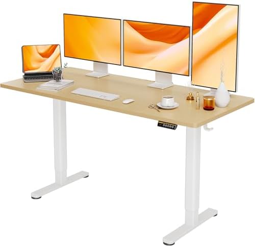 Claiks Electric Height Adjustable Standing Desk, 63x24 Inch, Nature by CLAIKS