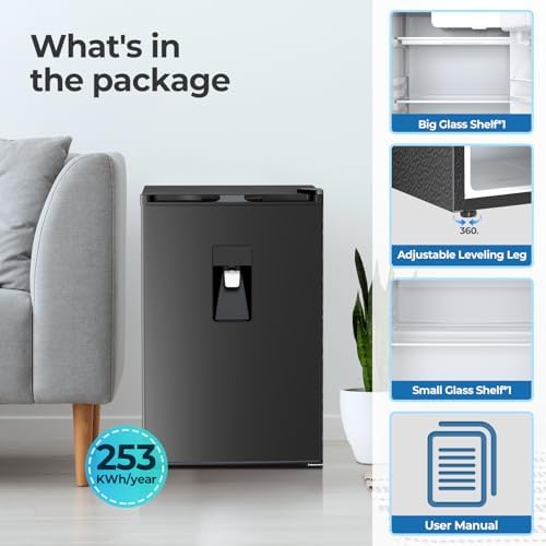 Electactic Compact Refrigerator 4.4 cu.ft mini fridge with Water Dispenser, Single Door Refrigerator with Adjustable Temperature Settings, Low noise, for Bedroom, Office, Dorm Black - Image 5