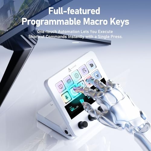AJAZZ Macro Keypad Stream Controller Deck Gaming Streaming Shortcut Keyboard, 10-Key LCD Programmable Visual AI Touchpad with 4 Rotary Knobs for YouTube, Desk Office Setup, Laptop, PC, Mac - Image 4