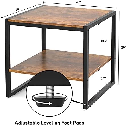 Homieasy End Table, 20 Inch Square Side Table, Mini Fridge Stand - Image 3