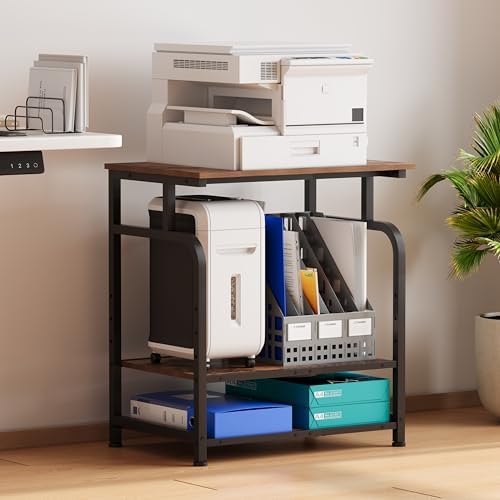 Unionly Large Rolling Printer Stand with Height Adjustable Shelf and Wheels - Image 2